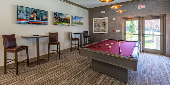 Game Room at Axis at Lakeshore Apartments, Bridgewater, MA