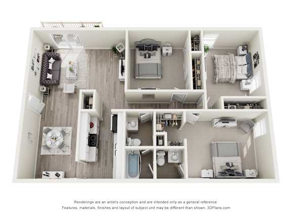 3 bed 2 bath A at Hidden Brook Apartment Homes Apartments, New Bedford, Massachusetts