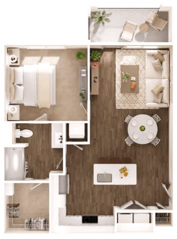 A2 Floorplan at Giddy Hall Apartments, Charlotte, NC, 28273