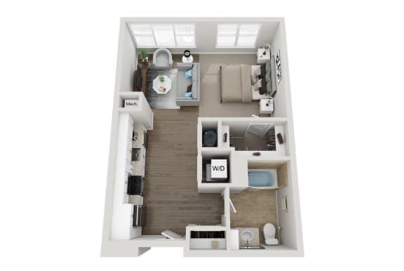 Studio A Floorplan at Viva Lakeshore, Bridgewater, MA, 02324