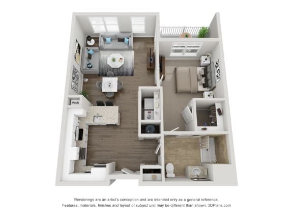 Floor Plan  A1 G2 Floorplan at Viva Lakeshore, Bridgewater, Massachusetts