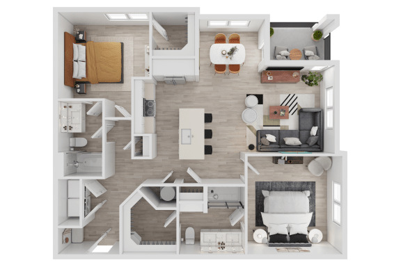 3D Floorplan of Unit B2
