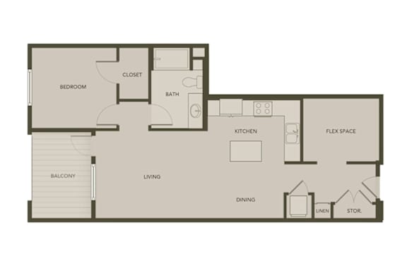 A floor plan of a house with a living room, dining room, kitchen, and bedrooms.