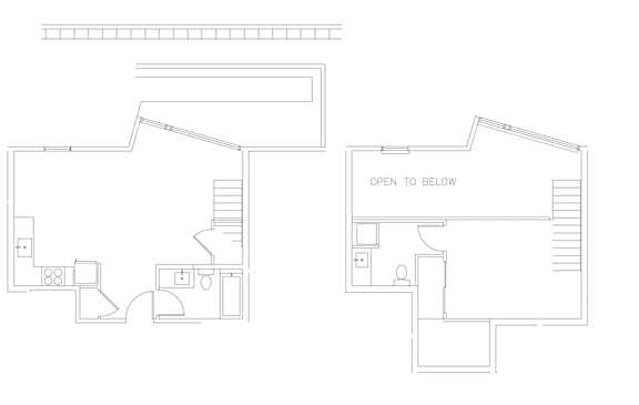 A floor plan of a house with two sections, one labeled "Open to Below".