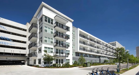 Exterior View of Building and Parking Garage