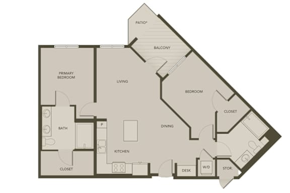 A floor plan of a house with a patio and a balcony.