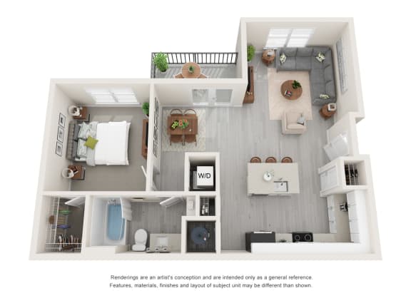 a 1 bedroom floorplan is shown with a bathroom and a living room