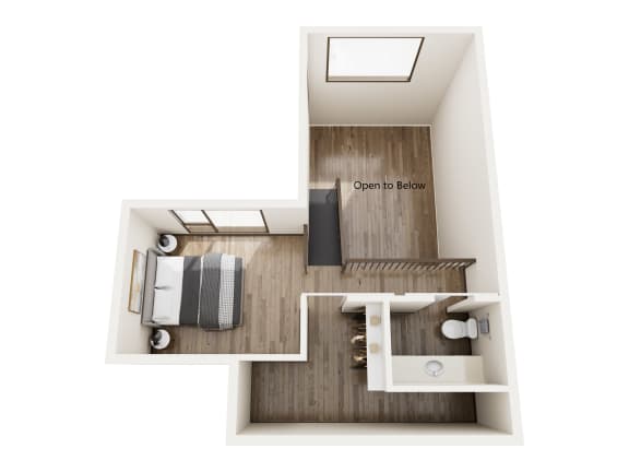 a1 floor plan  studio with bedroom and living room