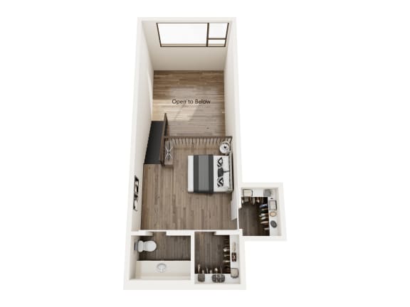 a floor plan of a 1 bedroom with a bathroom and a living room