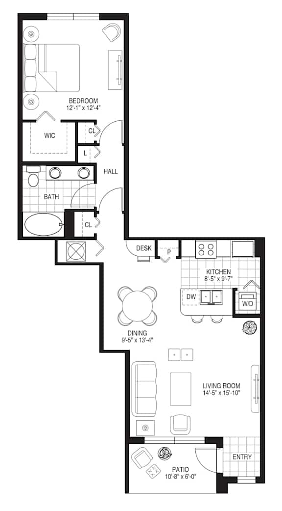 A black and white image of a floor plan for a house.