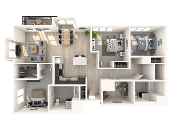 C1.1 Den  3 Beds 2 Baths Floor Plan