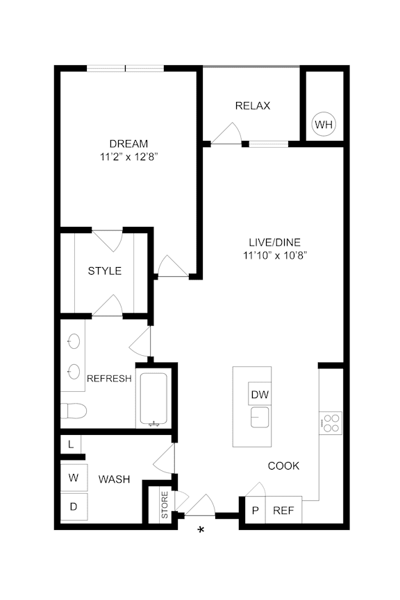 A black and white image of a floor plan for a home.