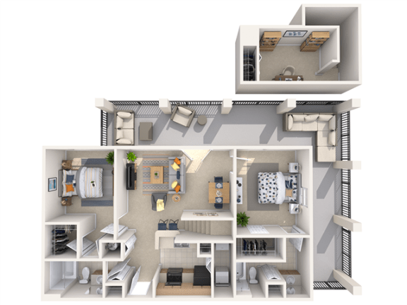 a floor plan of a house with a bedroom and a living room