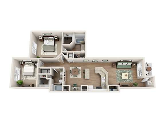 Floor plan B6, The Captiva, a 2-bed, 2-bath 1,176 SF apartment in St. Petersburg, FL
