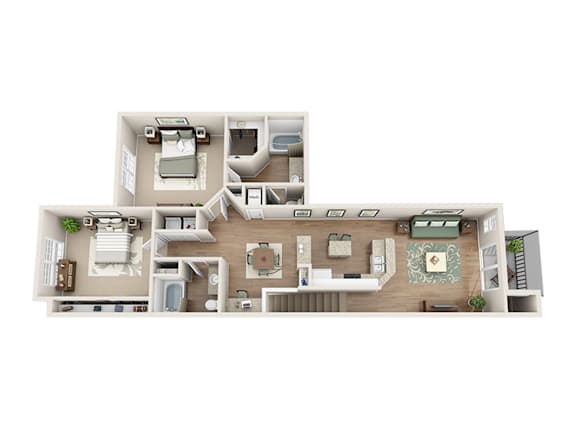 Floor plan B8, The Jupiter, a 2-bed, 2-bath 1,260 SF apartment in St. Petersburg, FL