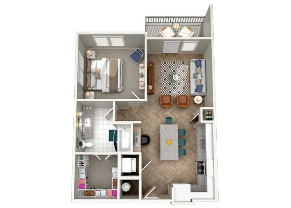 1 bed 1 bath floor plan E at The Lights at Northwinds, Georgia, 30009