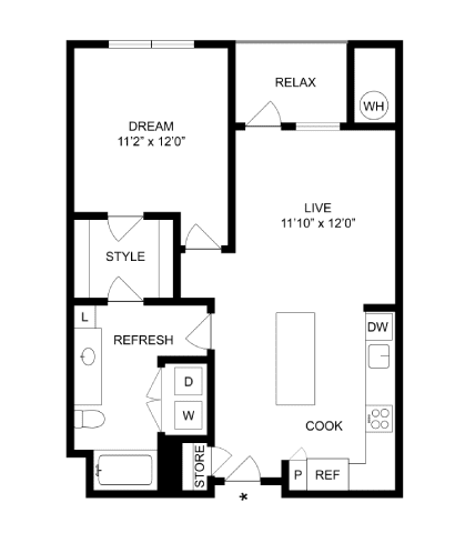 A black and white image of a house floor plan with rooms labeled.