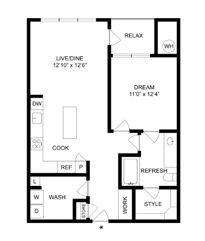 A black and white image of a floor plan for a house.