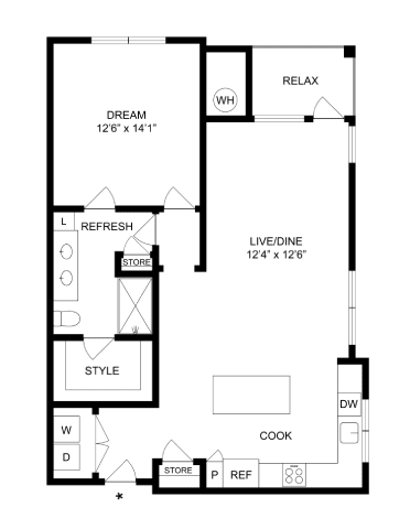 A black and white image of a floor plan for a home.