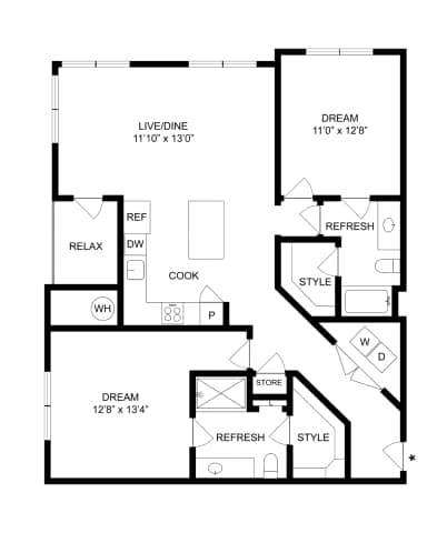 A black and white image of a floor plan for a house.