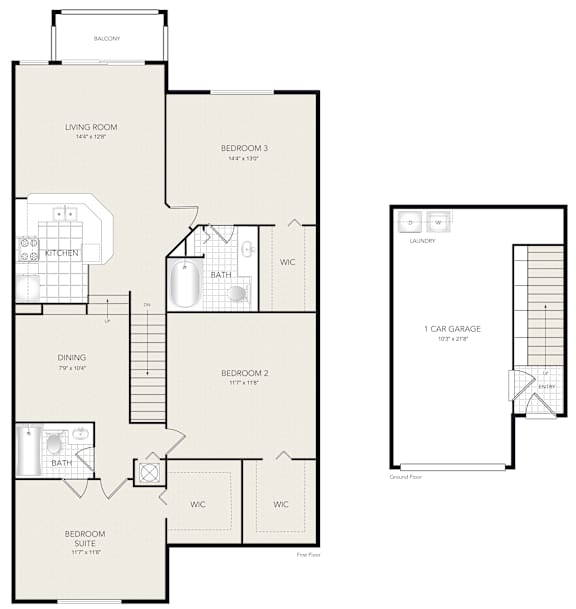 A floor plan of a house with a garage.