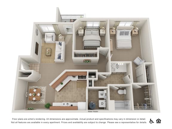2 bedroom, 1 bath classic