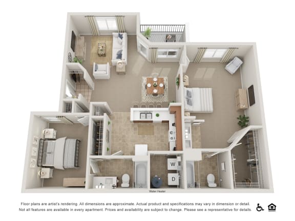 2 bedroom, 2 bath classic