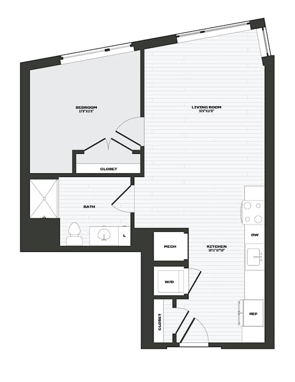 A black and white image of a floor plan for a home.