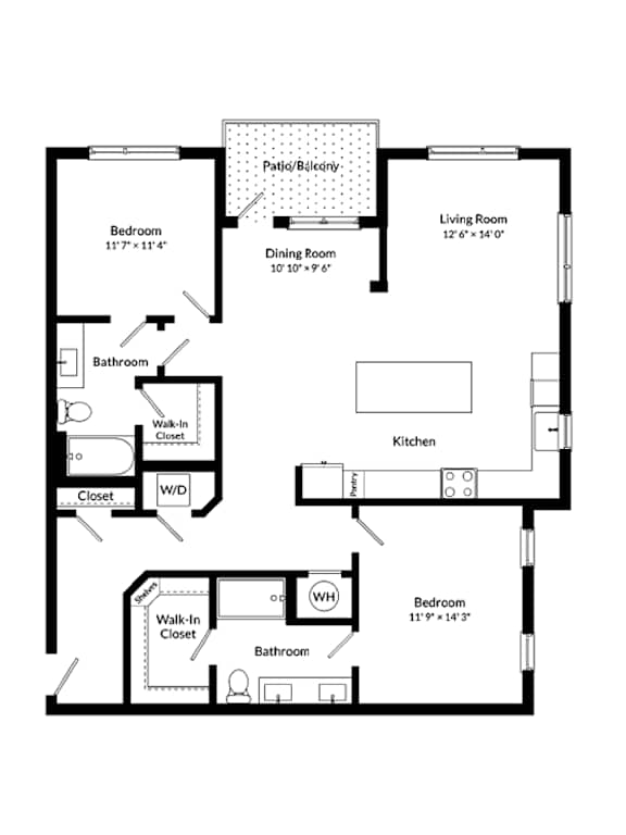 A black and white image of a house floor plan.