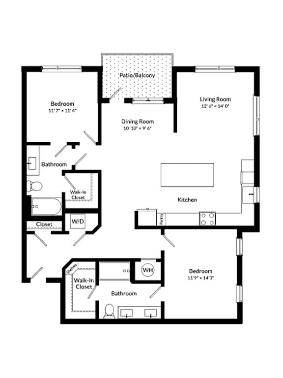 A black and white image of a floor plan for a house.