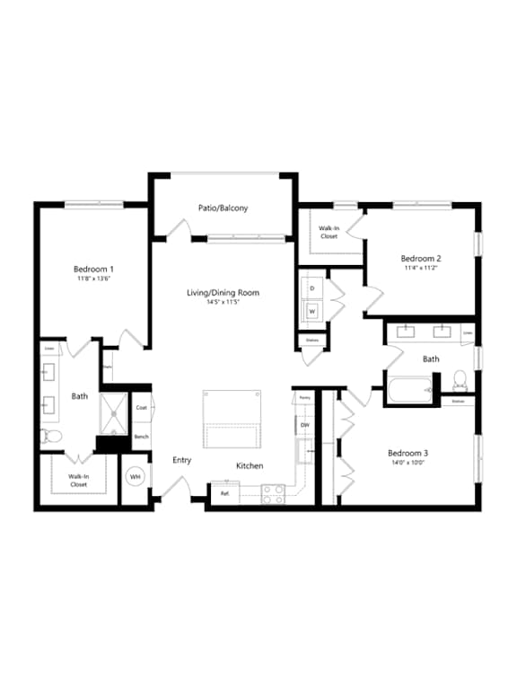 A black and white image of a floor plan for a house.