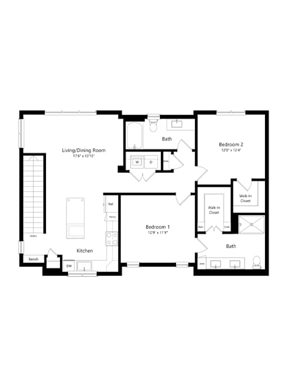 A black and white image of a floor plan for a house.