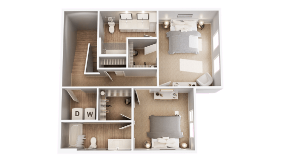Townhouse, two levels