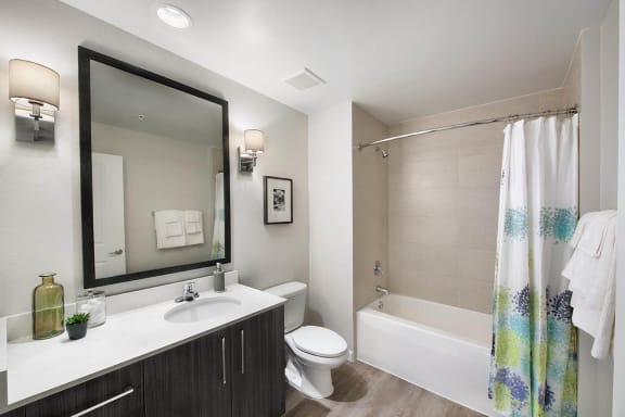 Bathroom With Bathtub at South of Atlantic Luxury Apartments, Delray Beach, FL