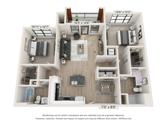 2 bed 2 bath