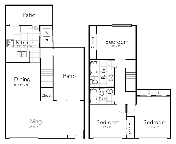 a floor plan of a house with a bedroom and a living room