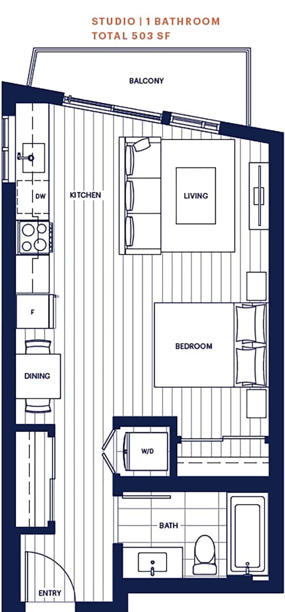 Studio Floor Plan 503 sf