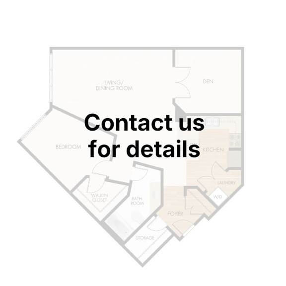 A diagram of a house with rooms labeled and a sign that says "Contact us for details".