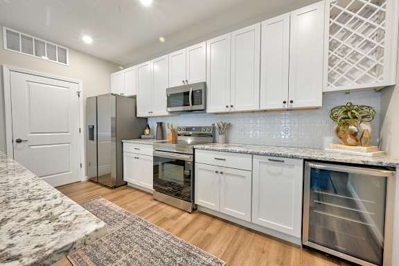 A Kitchen with White Cabinets at Fairmont Apartments, Westerville, 43081