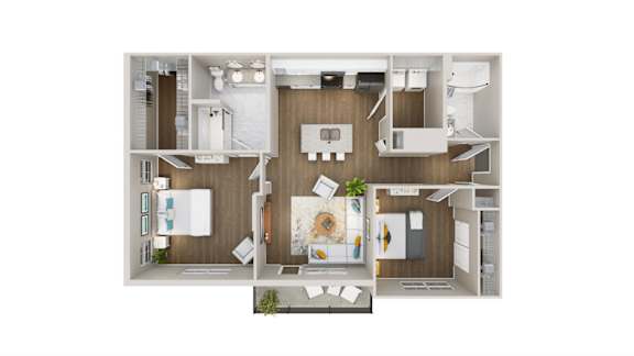 Floor Plan  A floor plan of a house with a kitchen, living room, and bathroom.