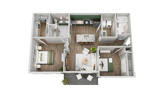 Floor Plan  2 bed 2 bath A at Maison Apartments, Apartments, Westerville, OH