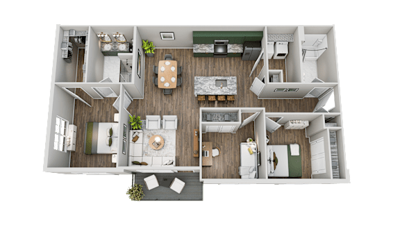 Floor Plan  2 bed 2 bath B at Maison Apartments, Ohio, 43081