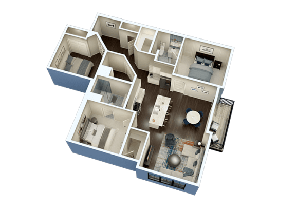 3 Bed 2 Bath C4 Floor Plan at Fairfax, Grandview, OH, 43212