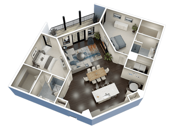 2 Bed 2 Bath D Floor Plan at Fairfax, Ohio, 43212