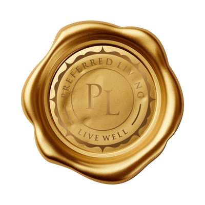 Preferred Living Live Well logo with a green background.