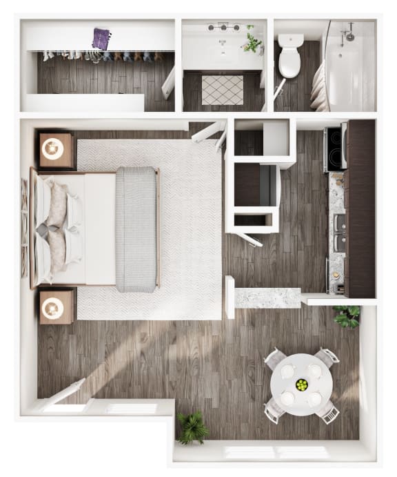 a1 floor plan  1 bedroom with 1 bath  129