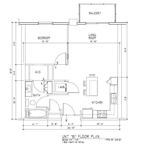A detailed black and white drawing of a 12 by 16 floor plan for a residential unit.