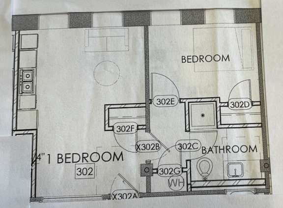 a drawing of a floor plan of a bathroom