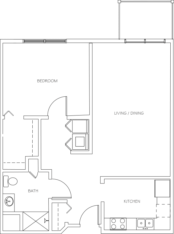 1 bedroom floorplan with accessibly features