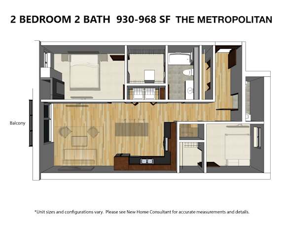 Metropolitan 2 BD 2 BA Floor Plan